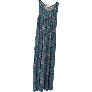 French Grey Floral Print Maxi dress sz M